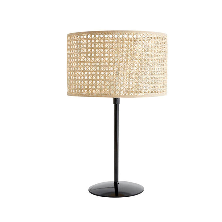 Traditionelle rustikale Rattan-Weberei Zylinder 1-Licht Tischlampe für das Heimbüro 