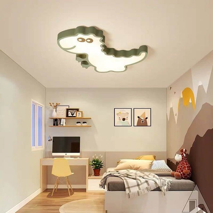 Lámpara de techo LED de montaje empotrado de hierro acrílico con diseño de dinosaurios infantiles modernos 