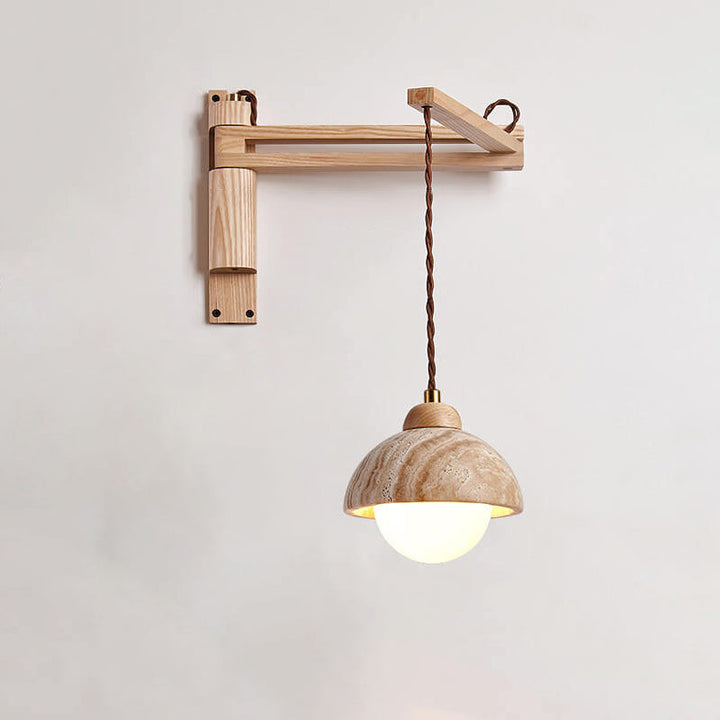 Japanische moderne Holz klappbare 1-Licht Wandleuchte 