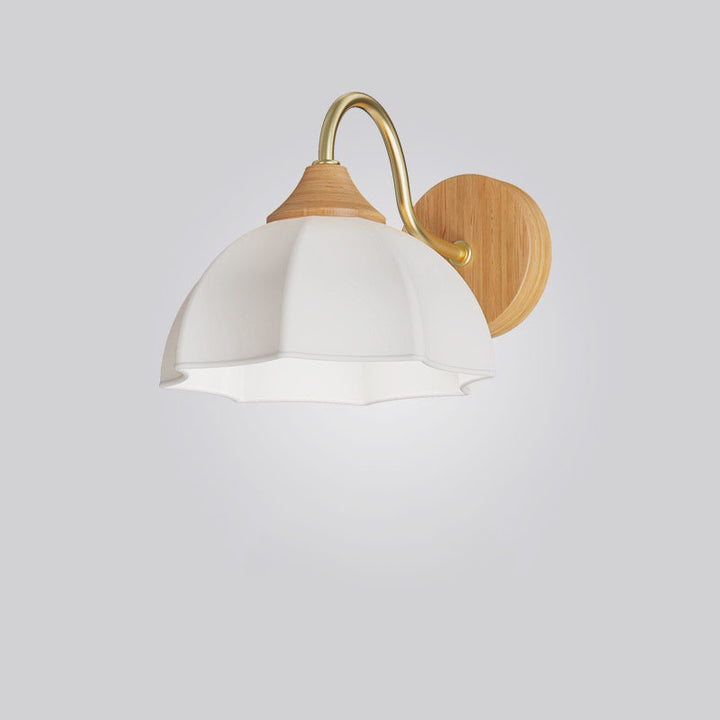 Moderne nordische 1-flammige Wandleuchte aus Eisen und Glas mit gestreiftem Rundholz für Wohnzimmer &amp; Schlafzimmer 