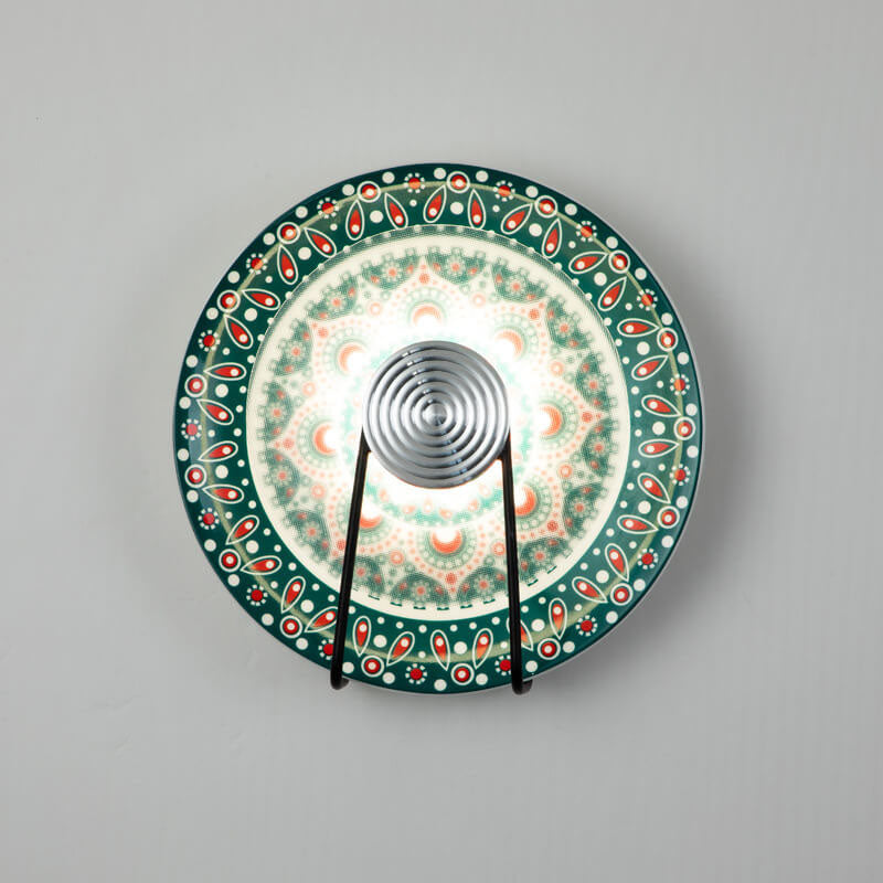 Chinese Retro Round Wrought Iron Acrylic LED Wall Sconce Lamp
