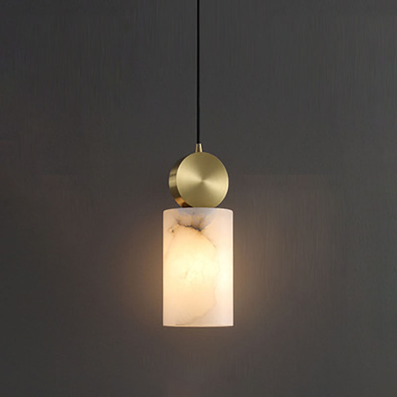 Moderne Luxus geometrische Würfel Marmor Schatten Messing 1-Licht Pendelleuchte für Wohnzimmer 