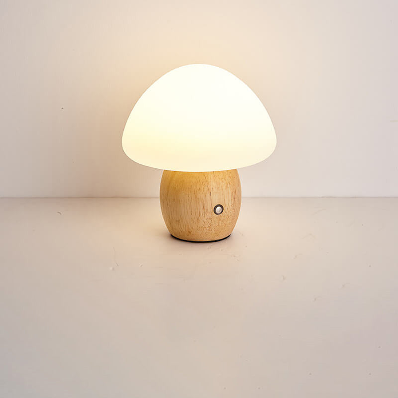 Nordic Creative Mushroom Solid Wood Acrylic LED Touch Table Lamp