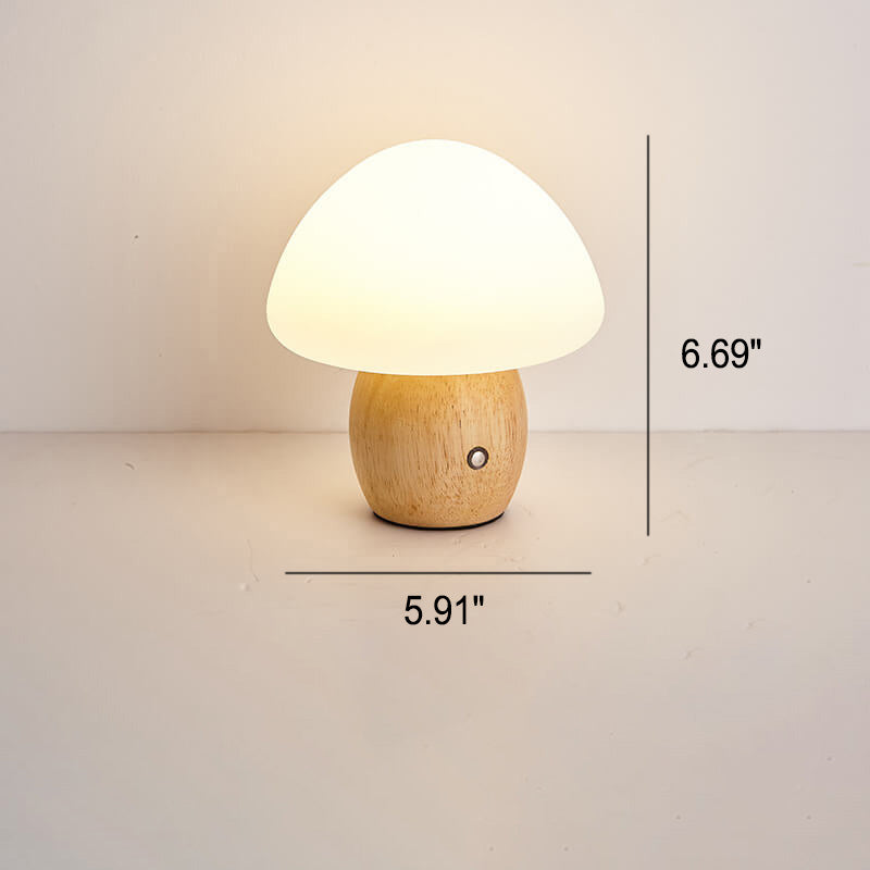 Nordic Creative Mushroom Solid Wood Acrylic LED Touch Table Lamp