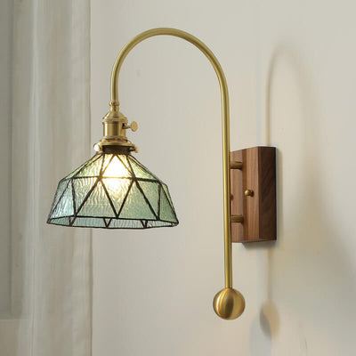 Modern Japanese Vintage Brass 1-Light Wall Sconce Lamp