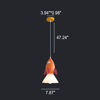 Nordic Cartoon Resin Rocket Snowman 1-Light Kids Pendant Light