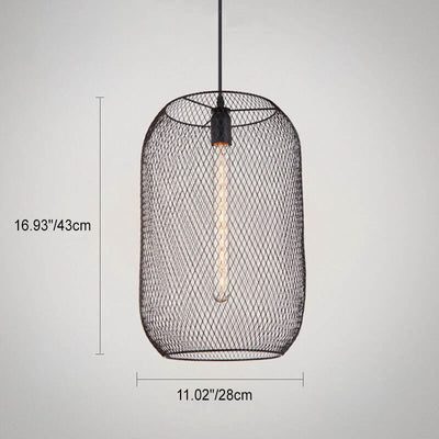 Industrial Creative Cylindrical Iron Mesh 1-Light Pendant Light