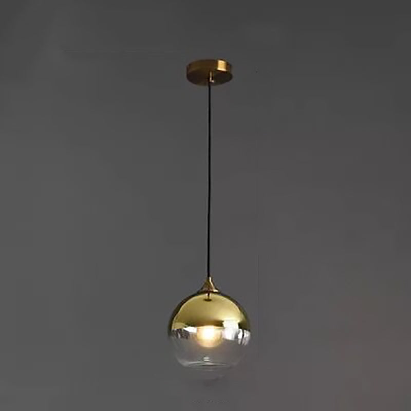 Lámpara colgante de 1 luz con pantalla esférica de vidrio de simplicidad moderna para dormitorio 