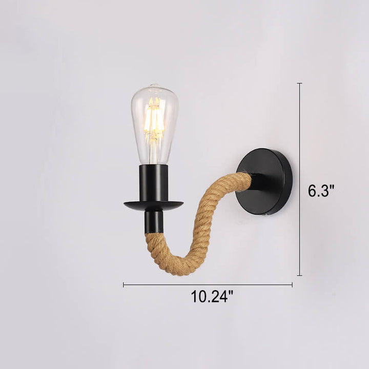 Lámpara de Aplique de Pared Redonda de Hierro de Cuerda Industrial Vintage 1/2 Luz 