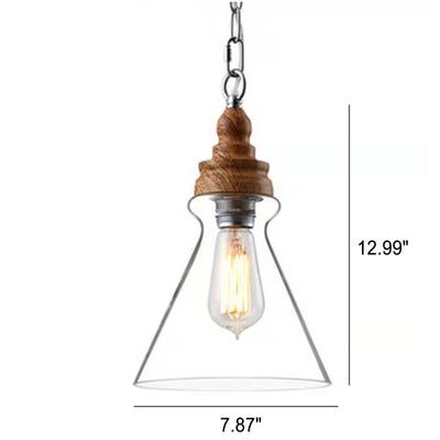 Nordic Retro Transparent Glass 1-Light Pendant Light