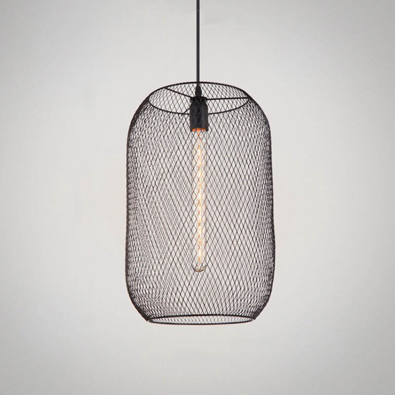 Industrial Creative Cylindrical Iron Mesh 1-Light Pendant Light