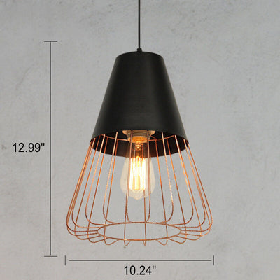 Nordic Creative Iron Cage Geometry 1-Light Pendant Light