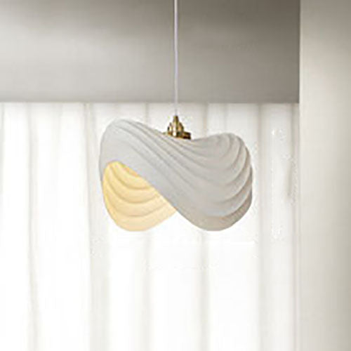 Contemporary Nordic Resin Striped Geometric Dome 1-Light Pendant Light For Living Room