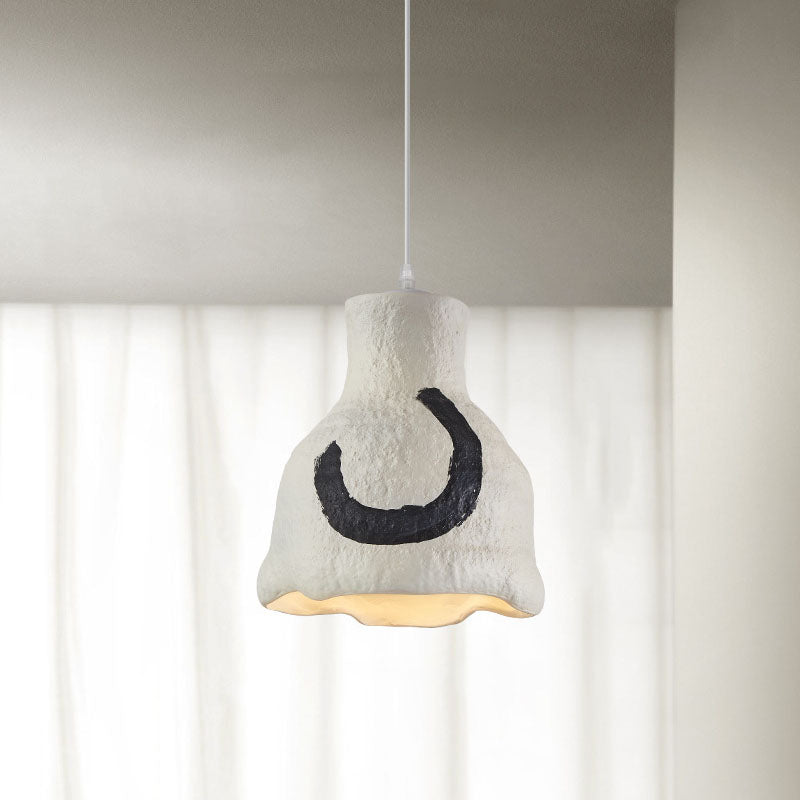 Lampe suspendue japonaise à 1 lumière Wabi-sabi blanc pur 