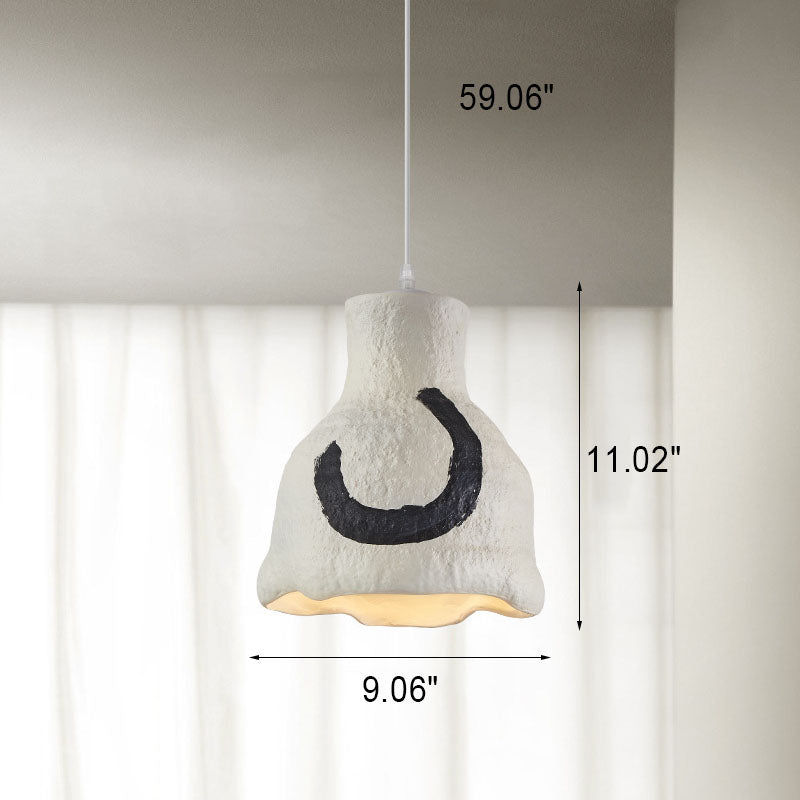 Lampe suspendue japonaise à 1 lumière Wabi-sabi blanc pur 