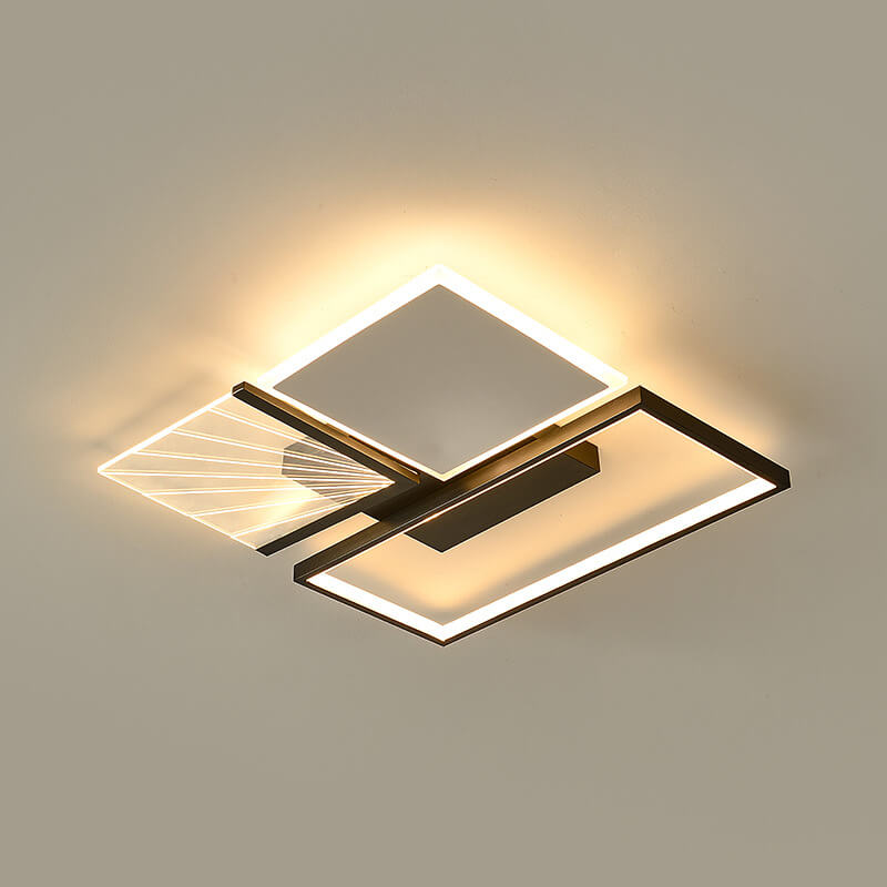 Modern Minimalist Geometric Shapes Black White Iron LED Flush Mount Light