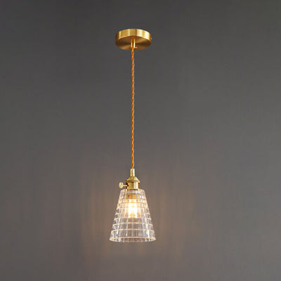 Modern Luxury Glass Bell Shade Brass 1-Light Pendant Light