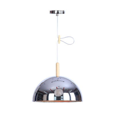 Nordic Simple Iron Dome Wood 1-Light Pendelleuchte