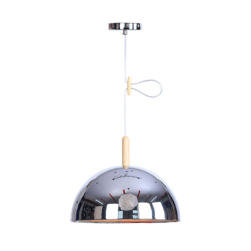 Nordic Simple Iron Dome Wood 1-Light Pendelleuchte