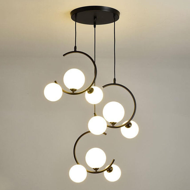 Scandinavian Minimalist Round Ball Glass 1/3-Light Island Light Chandelier