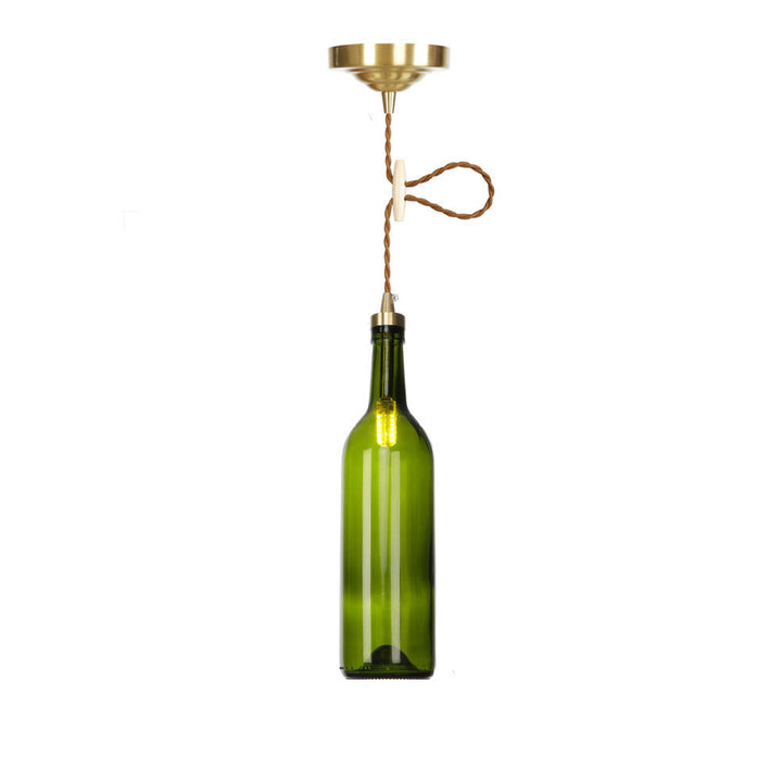 Contemporary Industrial Wine Bottle Glass Copper 1-Light Pendant Light For Living Room &amp; Bedroom