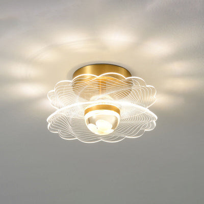 Creative Gold Double Layer Overlap Design LED Semi-Flush Mount Light