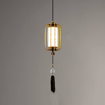 Modern Chinese Copper Marble Lantern LED Pendant Light