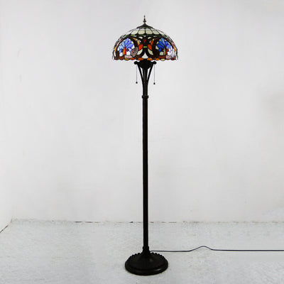 European Tiffany Stained Glass Rustic 2-Light Standing Floor Lamp