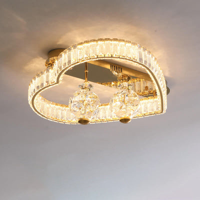 Modern Luxury Crystal Heart Symbol LED Semi-Flush Mount Ceiling Light