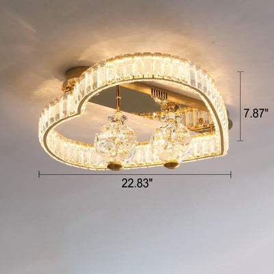Modern Luxury Crystal Heart Symbol LED Semi-Flush Mount Ceiling Light