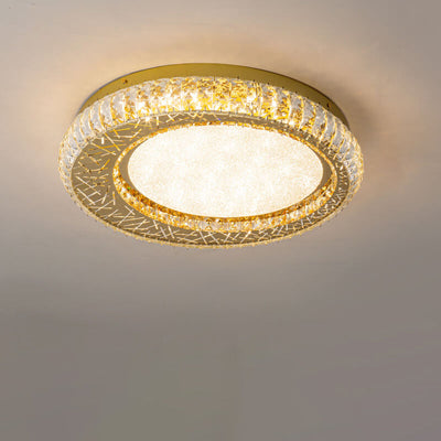 Modern Luxury Crystal Bird Nest Round LED Flush Mount Ceiling Light