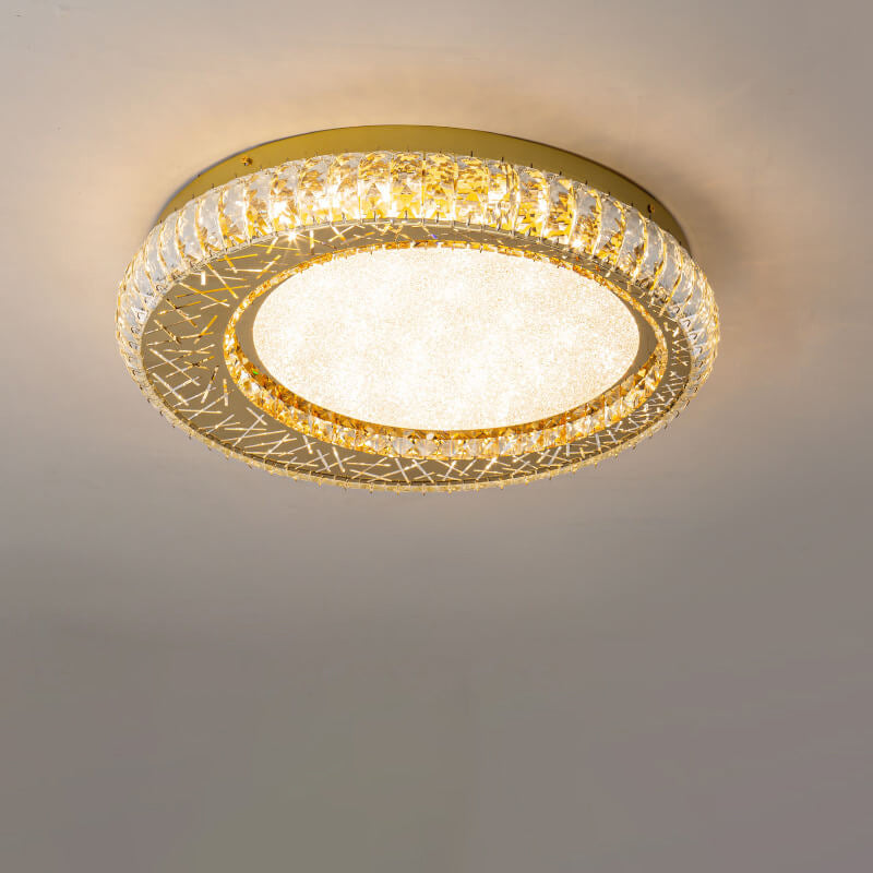 Modern Luxury Crystal Bird Nest Round LED Flush Mount Ceiling Light