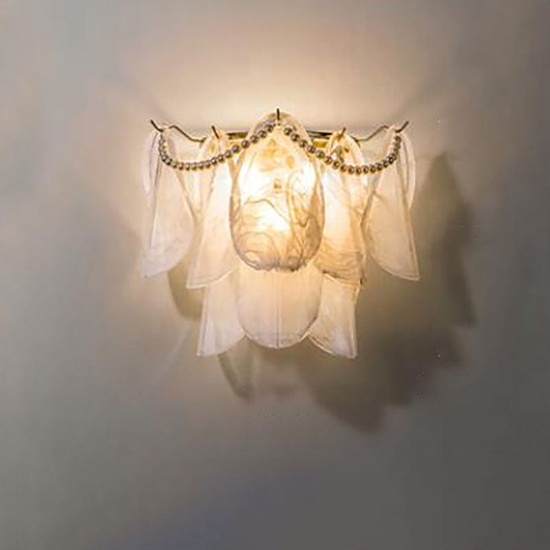 French Luxury Glass Brass 3-Light Wall Sconce Lamp