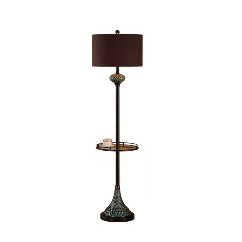 Europäischer Leichtluxus mit Keramikhardware und Stoff, 1-flammige Stehlampe 