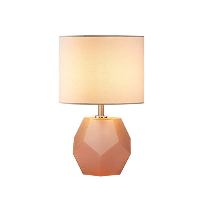 Nordic Drum Fabric Rhombus Ball Base 1-Light Table Lamp