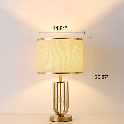 Lampe de table moderne minimaliste en tissu imitation cuivre à 1 lumière 