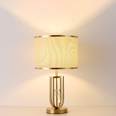 Lampe de table moderne minimaliste en tissu imitation cuivre à 1 lumière 