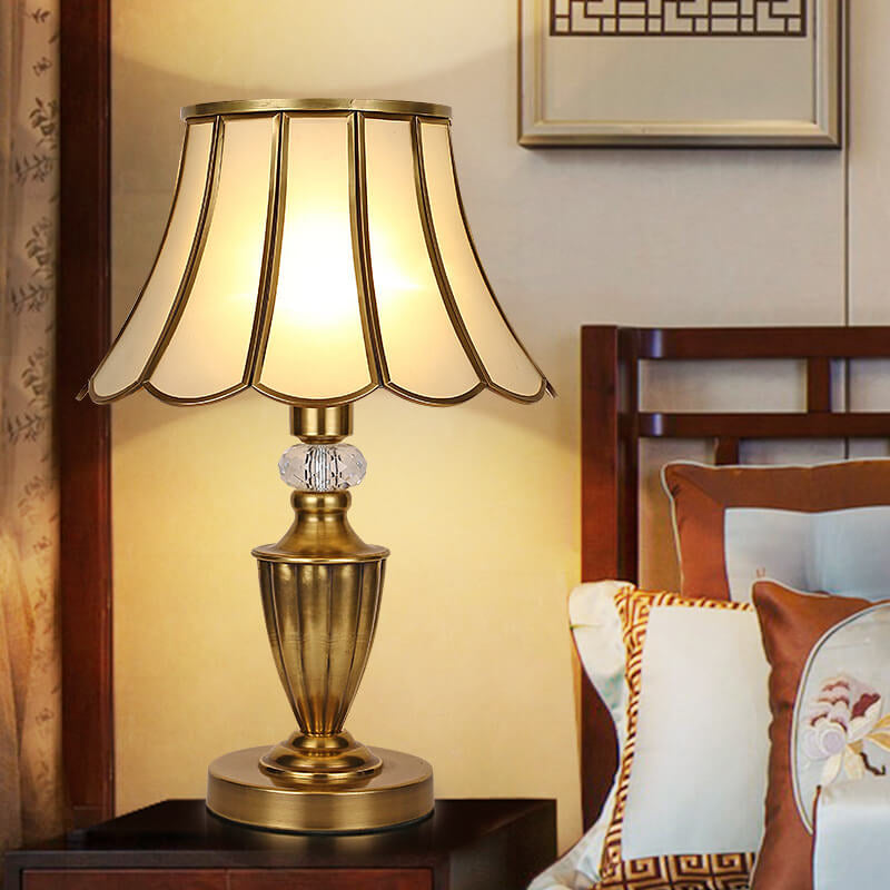Modern Luxury Glass Copper 1-Light Table Lamp For Bedroom