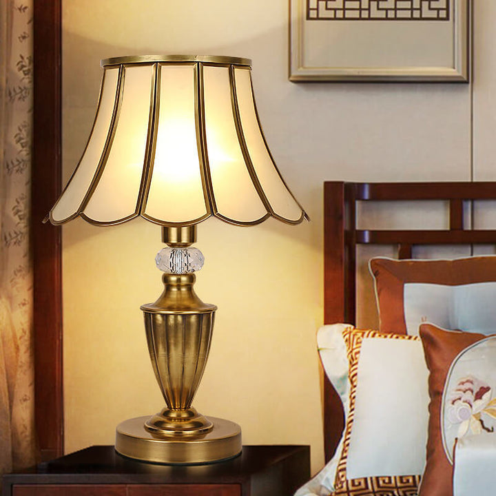 Modern Luxury Glass Copper 1-Light Table Lamp For Bedroom