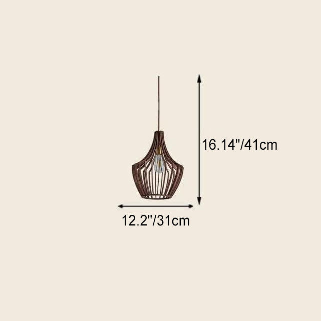 Nordic Vintage Basswood Oval Geometrie 1-Licht Pendelleuchte 