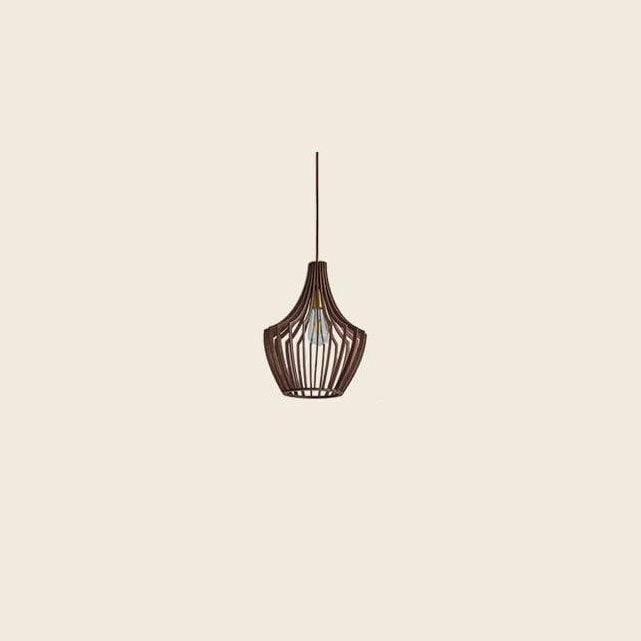 Nordic Vintage Basswood Oval Geometrie 1-Licht Pendelleuchte 