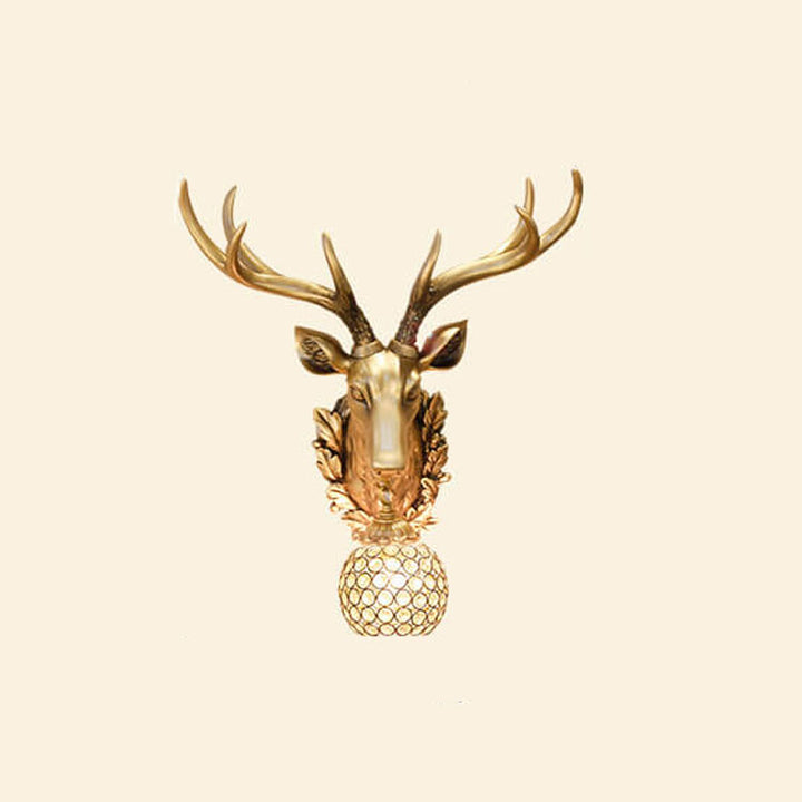 Applique murale européenne rétro à tête de cerf en résine à 1 lumière 