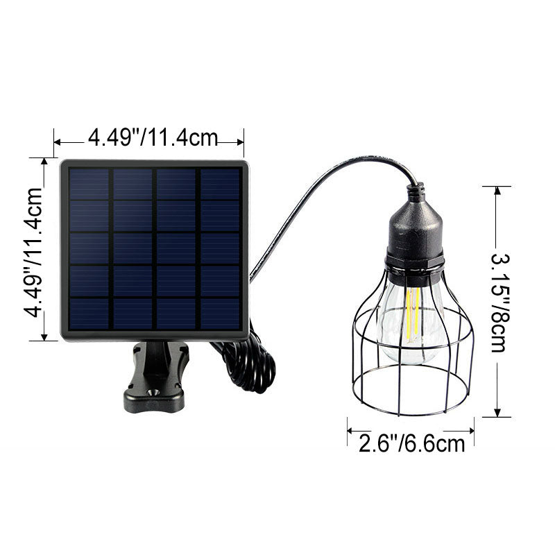 Lámpara colgante LED solar de exterior para patio, con diseño moderno minimalista de jaula geométrica en acero inoxidable y ABS 