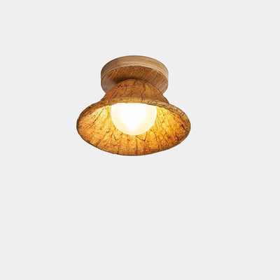 Japanese Wabi-sabi Lotus Leaf Resin 1-Light Semi-Flush Mount Ceiling Light