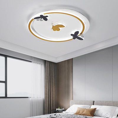 Modern Minimalist Round Square Iron Aluminum Acrylic LED Flush Mount Ceiling Light For Living Room