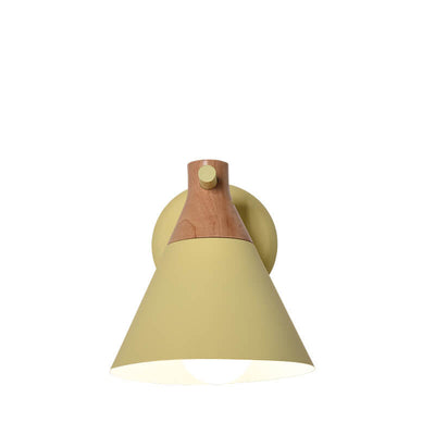 Nordische Massivholz Macaron Cone Shade 1-Licht Wandleuchte 