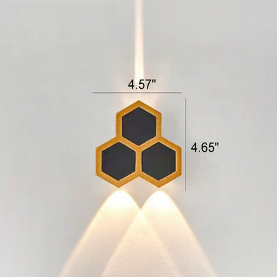 Outdoor Simple Hexagonal Combination Black Gold LED Wall Sconce Lamp