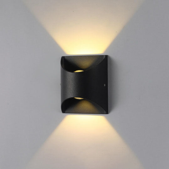 Moderne, minimalistische, einfarbige, quadratische, wasserdichte LED-Wandleuchte aus Aluminium für den Außenbereich 
