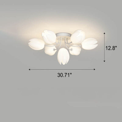 Moderne Tulip Flower Shape 7/11/13 Light Semi-Flush Mount Deckenleuchte