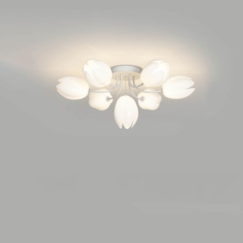 Plafonnier semi-encastré moderne en forme de fleur de tulipe, 7/11/13 lumières 